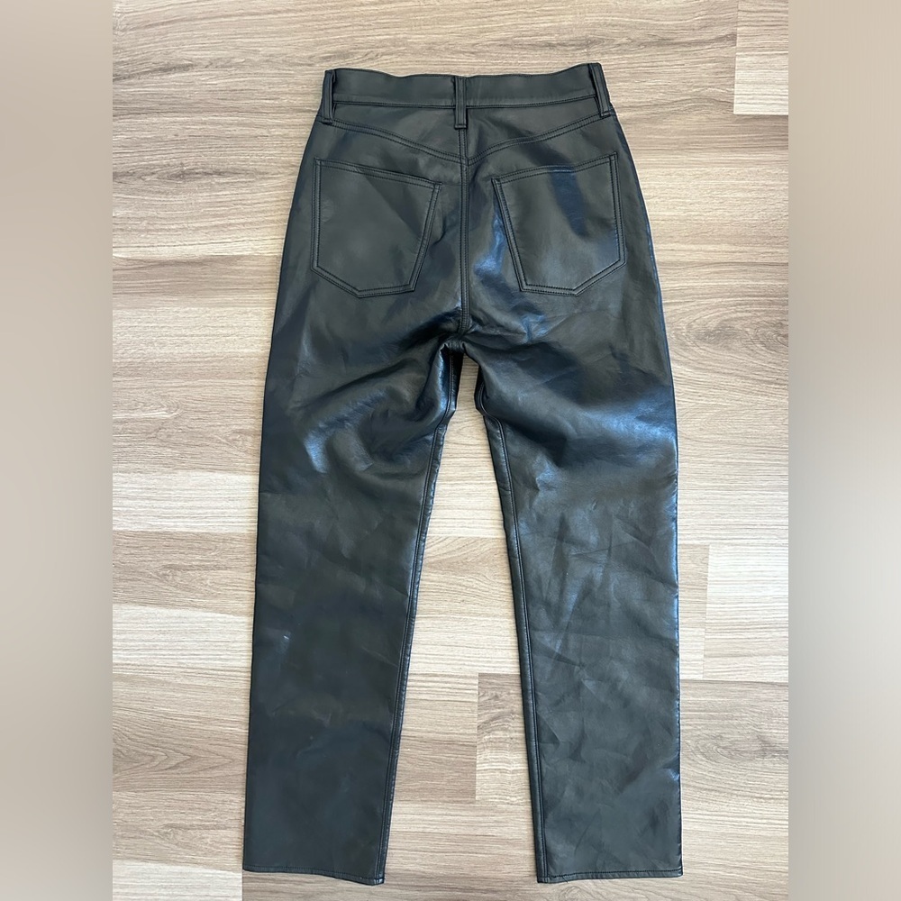 AGOLDE RECYCLED BLACK LEATHER MID RISE RELAXED BOOT PANTS SIZE 26 - Picture 6 of 9